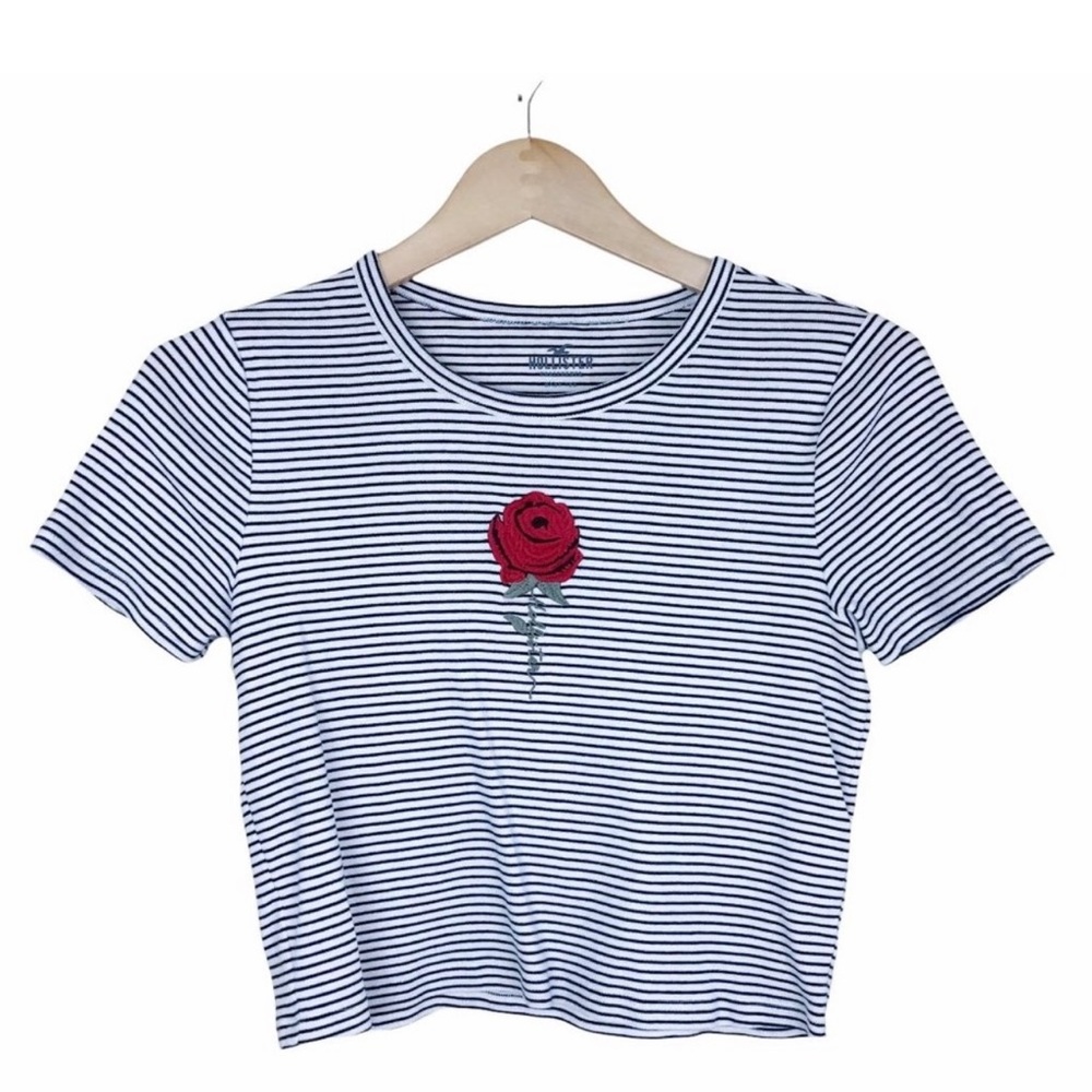 Hollister Striped Rose Baby Tee XS